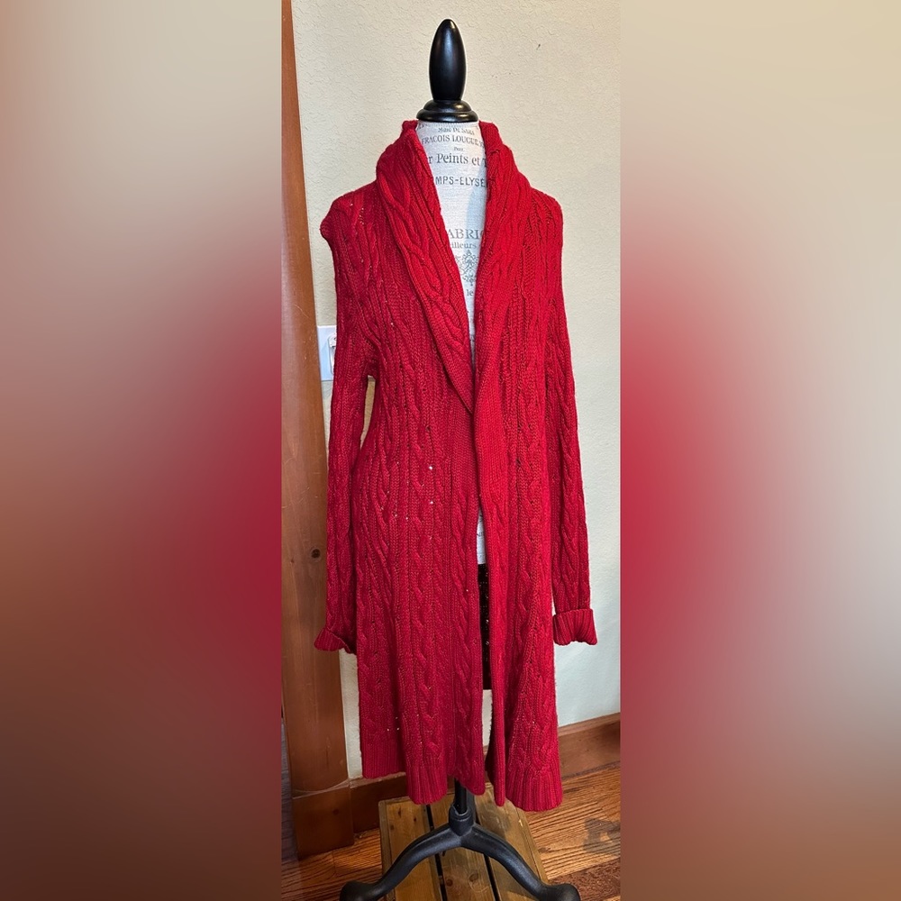 Red, Cable, Soft, Luxury Cardigan